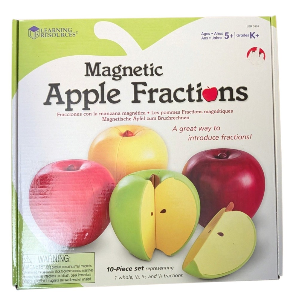 Learning Resources Magnetic Apple Fractions 10 Piece Math Set Ages 5+ Montessori